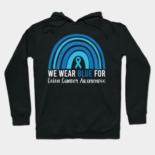 We Wear Blue Colorectal Colon Cancer Leopard Rainbow Hoodie